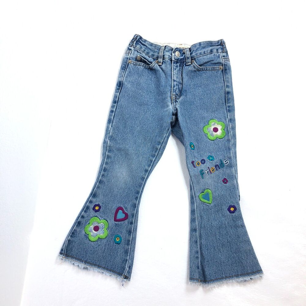 Vintage Limited Hippie Y2K Jeans Girls Toddler Size 4T with Embroidered Flowers